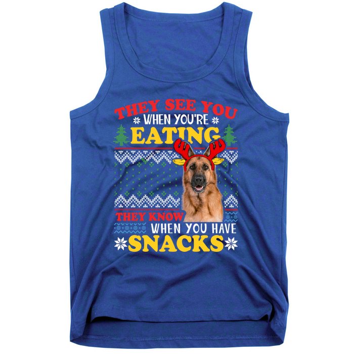 Ger Shepherd Ugly Xmas Gift They See You're Eating Gift Tank Top