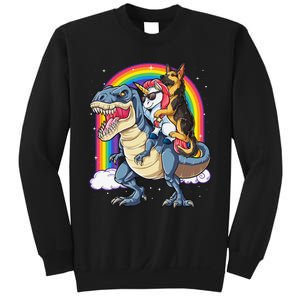 German Shepherd Unicorn Dinosaur T rex Rainbow Sweatshirt