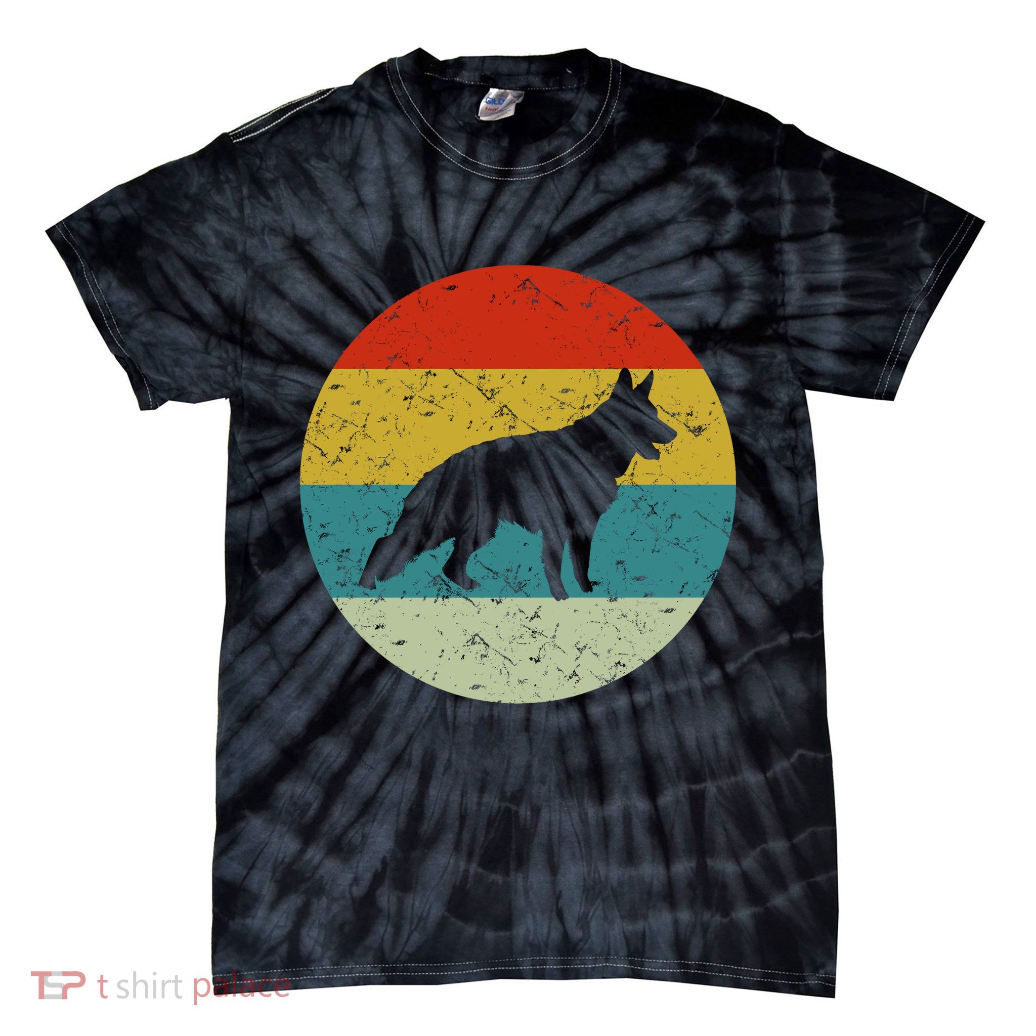 German Shepherd Vintage Dog 70s Tie-Dye T-Shirt