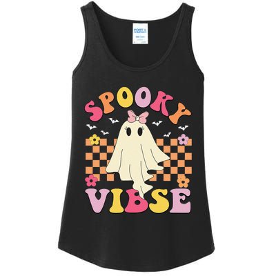 Groovy Spooky Vibes Halloween Ghost Spooky Season Ladies Essential Tank