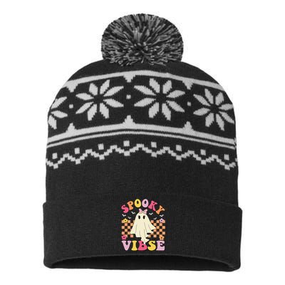 Groovy Spooky Vibes Halloween Ghost Spooky Season USA-Made Snowflake Beanie