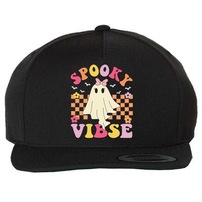 Groovy Spooky Vibes Halloween Ghost Spooky Season Wool Snapback Cap