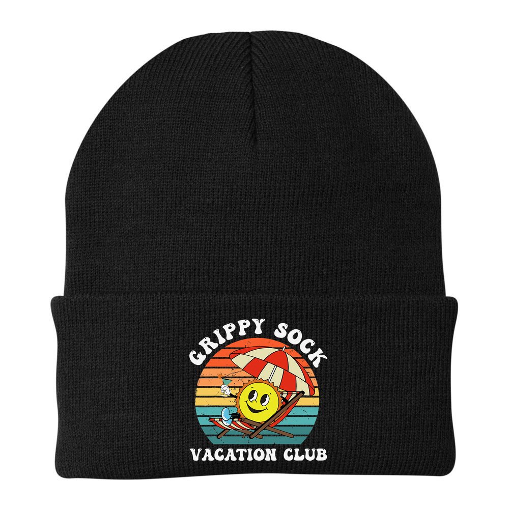 Grippy Sock Vacation Club Funny Beanie
