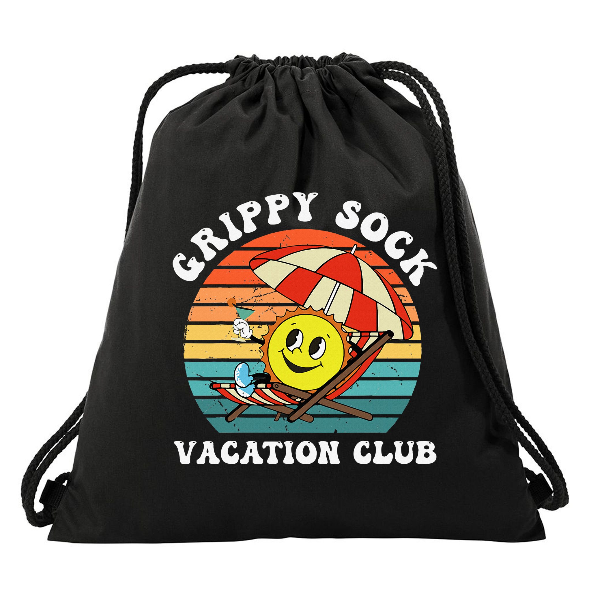 Grippy Sock Vacation Club Funny Drawstring Bag