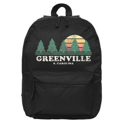 Greenville Sc Vintage Throwback Retro 70s 16 in Basic Backpack