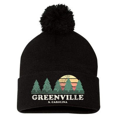 Greenville Sc Vintage Throwback Retro 70s Pom Pom 12in Knit Beanie