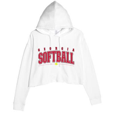 Georgia Softball Vintage Retro Design Crop Fleece Hoodie