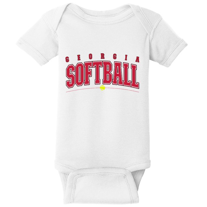 Georgia Softball Vintage Retro Design Baby Bodysuit
