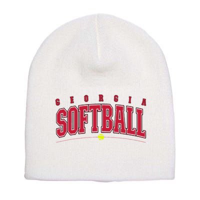 Georgia Softball Vintage Retro Design Short Acrylic Beanie