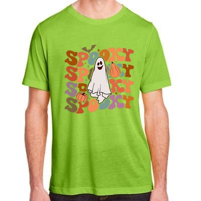 Groovy Spooky Vibes Vintage Floral Ghost Hippie Halloween Gift Adult ChromaSoft Performance T-Shirt