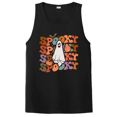 Groovy Spooky Vibes Vintage Floral Ghost Hippie Halloween Gift PosiCharge Competitor Tank