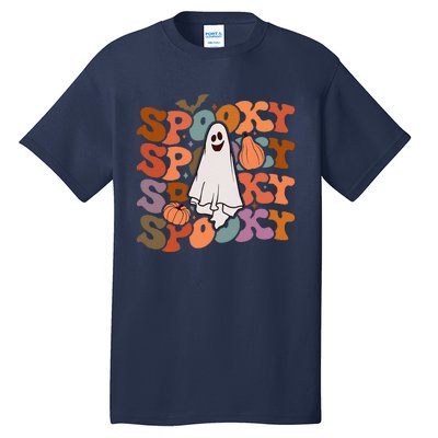 Groovy Spooky Vibes Vintage Floral Ghost Hippie Halloween Gift Tall T-Shirt