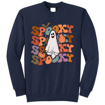 Groovy Spooky Vibes Vintage Floral Ghost Hippie Halloween Gift Tall Sweatshirt