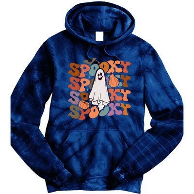 Groovy Spooky Vibes Vintage Floral Ghost Hippie Halloween Gift Tie Dye Hoodie