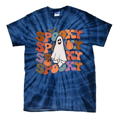 Groovy Spooky Vibes Vintage Floral Ghost Hippie Halloween Gift Tie-Dye T-Shirt