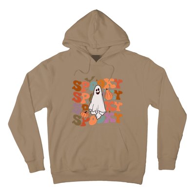 Groovy Spooky Vibes Vintage Floral Ghost Hippie Halloween Gift Hoodie