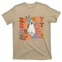 Groovy Spooky Vibes Vintage Floral Ghost Hippie Halloween Gift T-Shirt