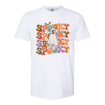 Groovy Spooky Vibes Vintage Floral Ghost Hippie Halloween Gift Softstyle® CVC T-Shirt