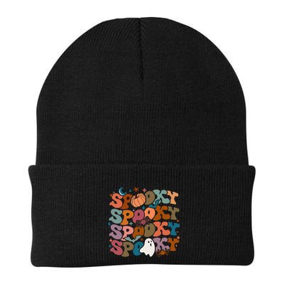 Groovy Spooky Vibes Vintage Floral Ghost Hippie Halloween Beanie