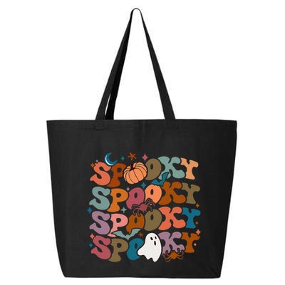 Groovy Spooky Vibes Vintage Floral Ghost Hippie Halloween 25L Jumbo Tote