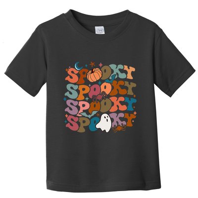 Groovy Spooky Vibes Vintage Floral Ghost Hippie Halloween Toddler T-Shirt
