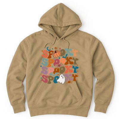 Groovy Spooky Vibes Vintage Floral Ghost Hippie Halloween Hoodie