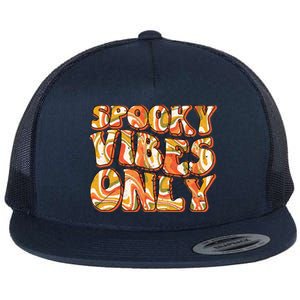 Groovy Spooky Vibes Only Retro Halloween Costume Gift Flat Bill Trucker Hat