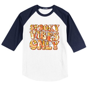 Groovy Spooky Vibes Only Retro Halloween Costume Gift Baseball Sleeve Shirt