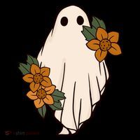 Ghost Sunflower Vintage Halloween Flatbill Hat