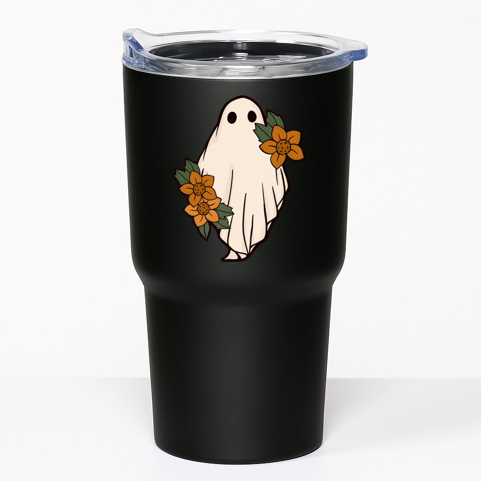 Ghost Sunflower Vintage Halloween Tumbler