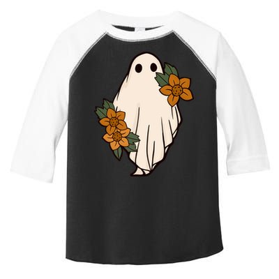 Ghost Sunflower Vintage Halloween Toddler Fine Jersey T-Shirt