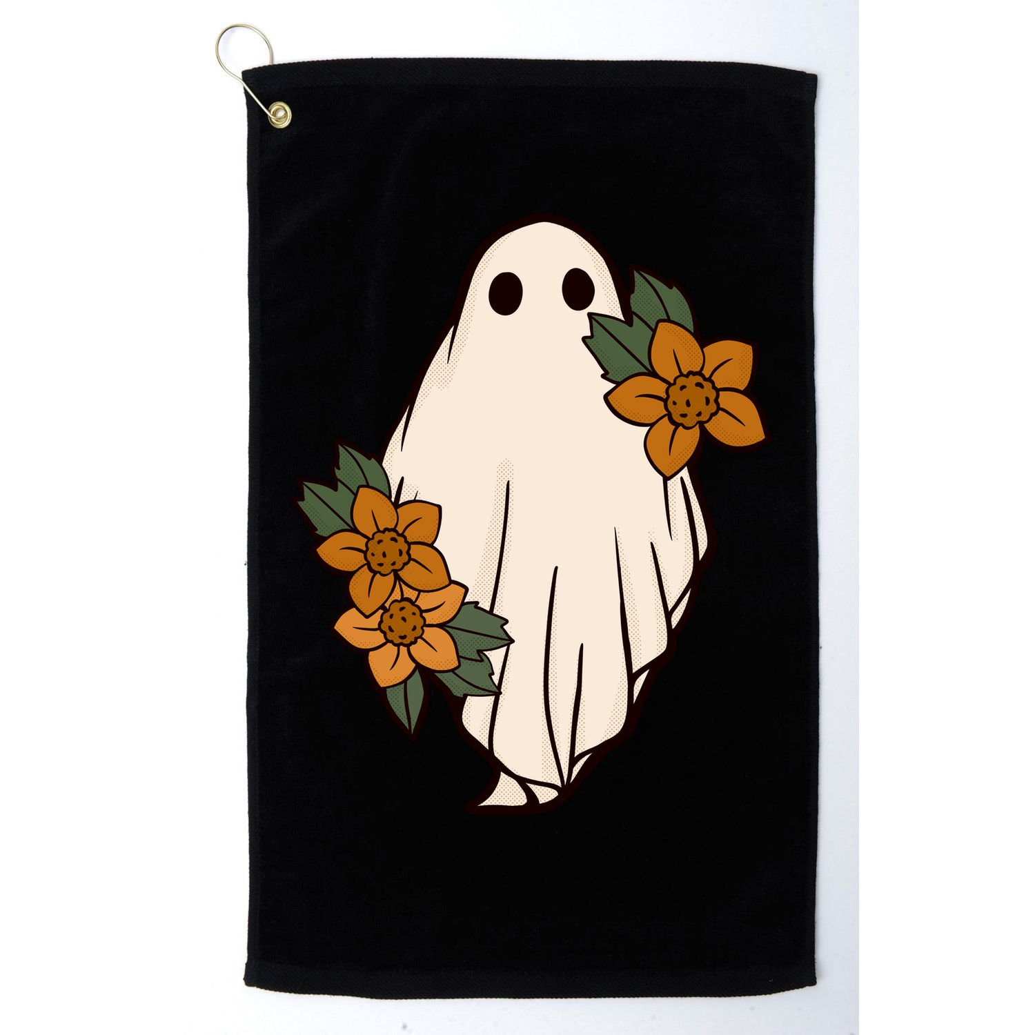 Ghost Sunflower Vintage Halloween Golf Towel