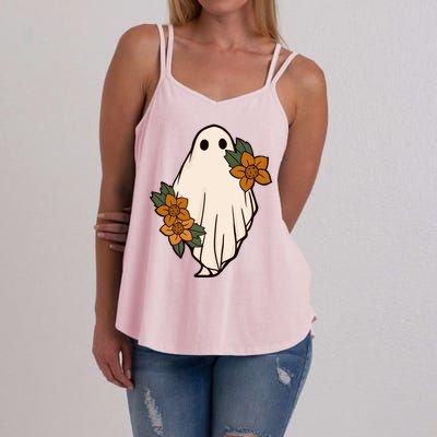 Ghost Sunflower Vintage Halloween Women's Strappy Tank