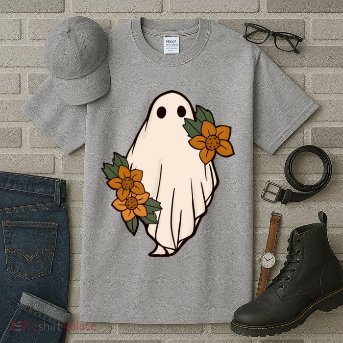 Ghost Sunflower Vintage Halloween Tall T-Shirt