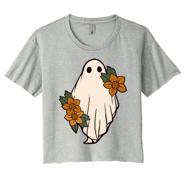 Ghost Sunflower Vintage Halloween Crop Top