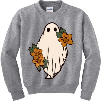 Ghost Sunflower Vintage Halloween Kids Sweatshirt