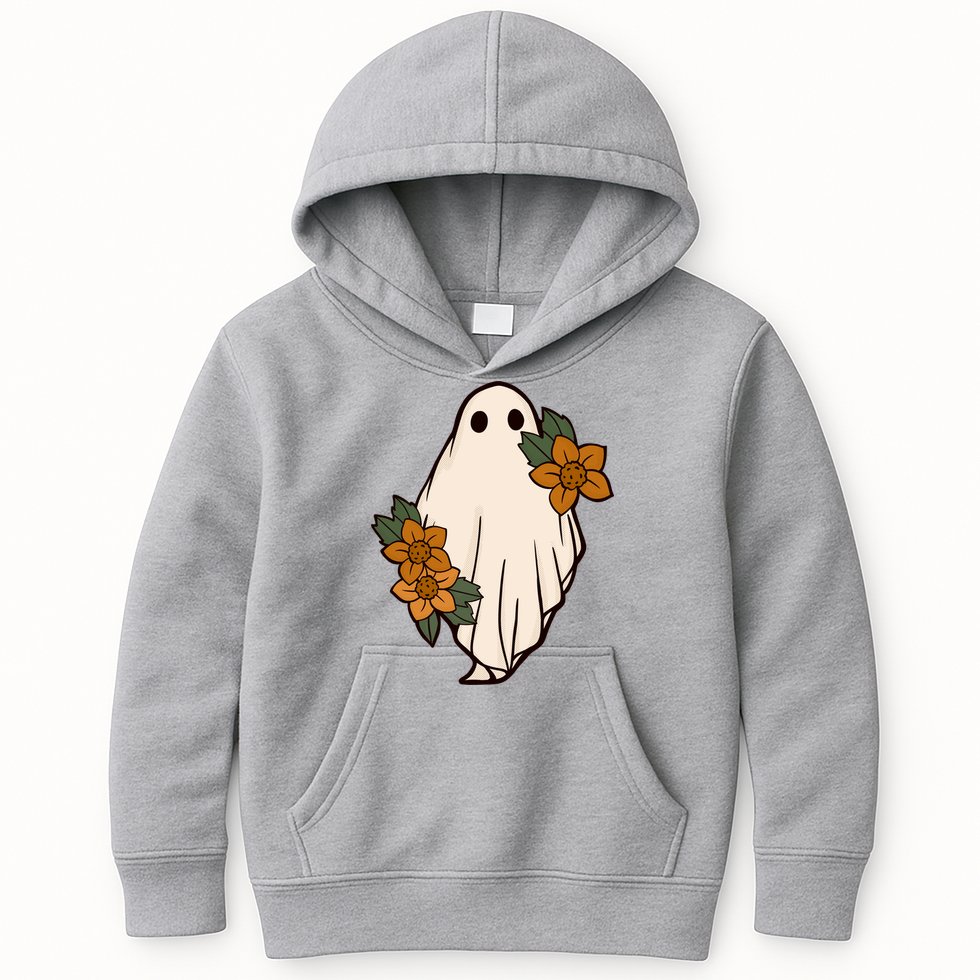 Ghost Sunflower Vintage Halloween Kids Hoodie