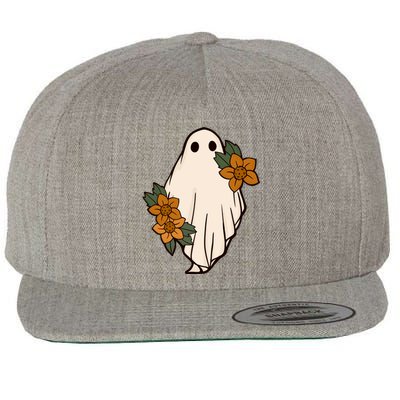 Ghost Sunflower Vintage Halloween Wool Snapback Cap