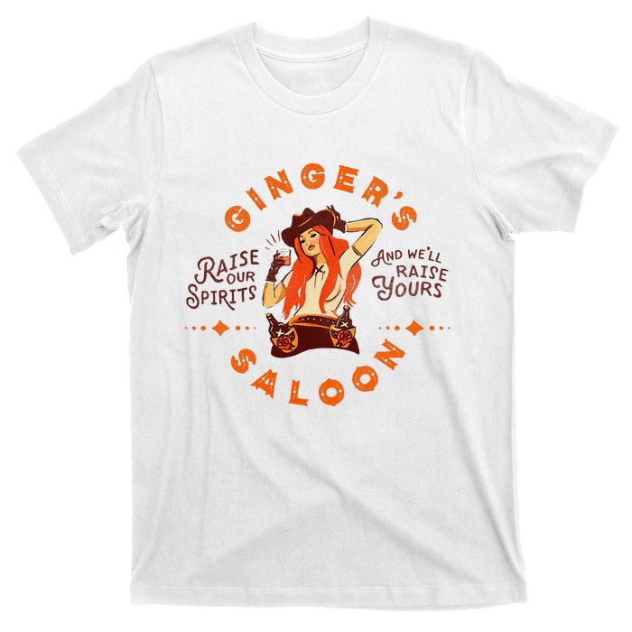 Gingers Saloon Vintage Whiskey Redhead Dive Bar Artist Gift T-Shirt