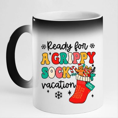 Grippy Sock Vacation Christmas Psych Therapy Mental Health 11oz Black Color Changing Mug