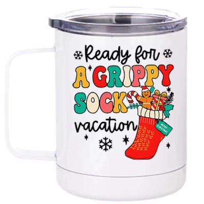 Grippy Sock Vacation Christmas Psych Therapy Mental Health 12 oz Stainless Steel Tumbler Cup