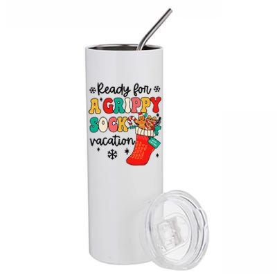 Grippy Sock Vacation Christmas Psych Therapy Mental Health Stainless Steel Tumbler