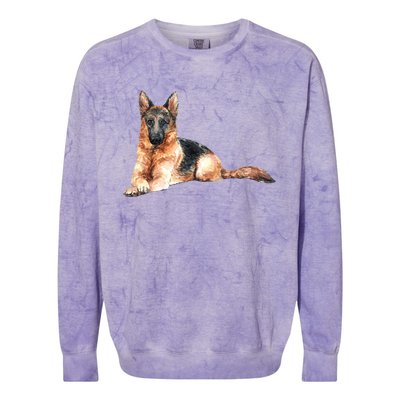 Ger Shepherd Watercolor For Dog Owners Gift Colorblast Crewneck Sweatshirt