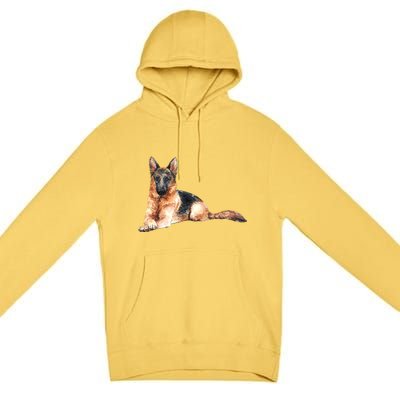 Ger Shepherd Watercolor For Dog Owners Gift Premium Pullover Hoodie