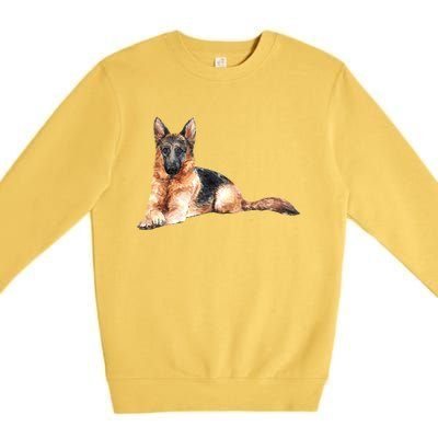 Ger Shepherd Watercolor For Dog Owners Gift Premium Crewneck Sweatshirt