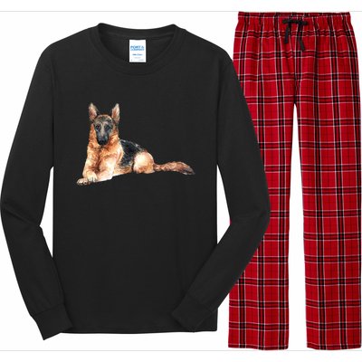 Ger Shepherd Watercolor For Dog Owners Gift Long Sleeve Pajama Set