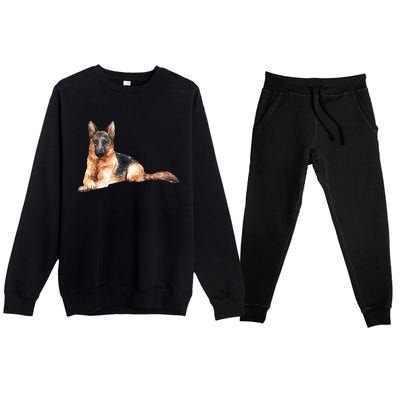 Ger Shepherd Watercolor For Dog Owners Gift Premium Crewneck Sweatsuit Set