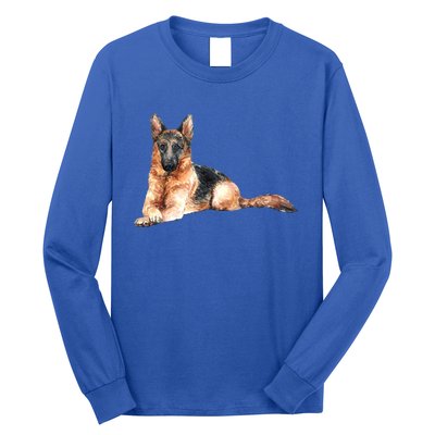 Ger Shepherd Watercolor For Dog Owners Gift Long Sleeve Shirt