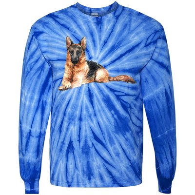 Ger Shepherd Watercolor For Dog Owners Gift Tie-Dye Long Sleeve Shirt