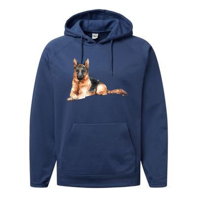 Ger Shepherd Watercolor For Dog Owners Gift Performance Fleece Hoodie